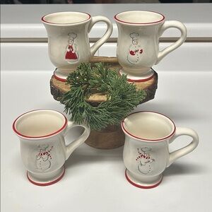 Williams-Sonoma Festive Snowman Mugs Set of 4